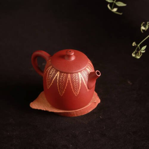 Purple Clay Gilded Teapot