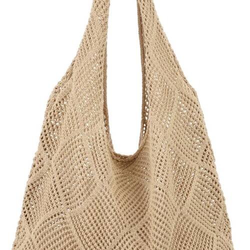 Handmade Crochet Mesh Tote Bag - Summer Beach Shopper